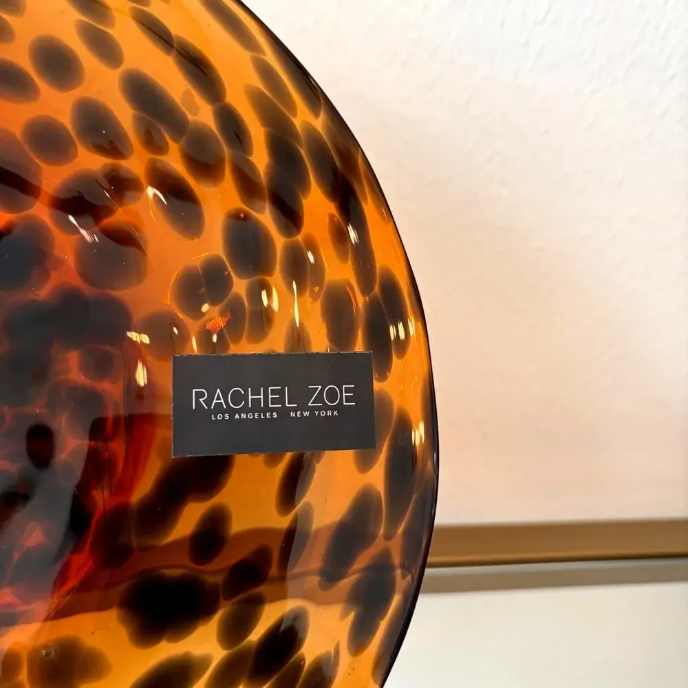Rachel Zoe Tortoise Glass Footed Cake Stand 10in NEW